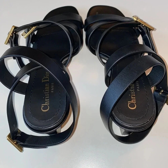 Christian Dior Double D Black Heeled Sandal Sz 37 - Picture 7 of 11